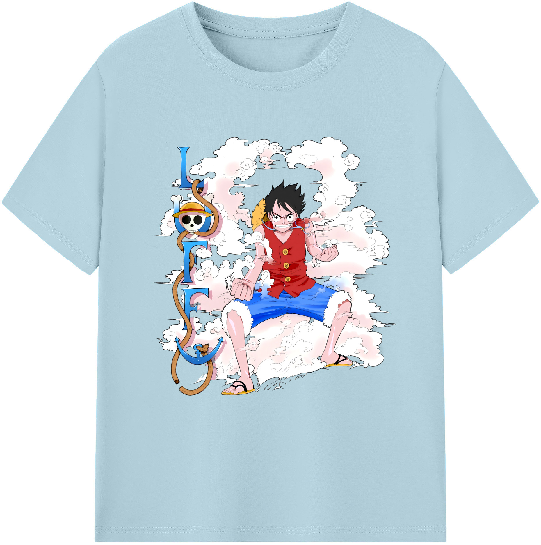 ワンピース モンキー・D・ルフィ ONE PIECE Monkey D. Luffy 綿100％半袖Tシャツ（フロントプリント）